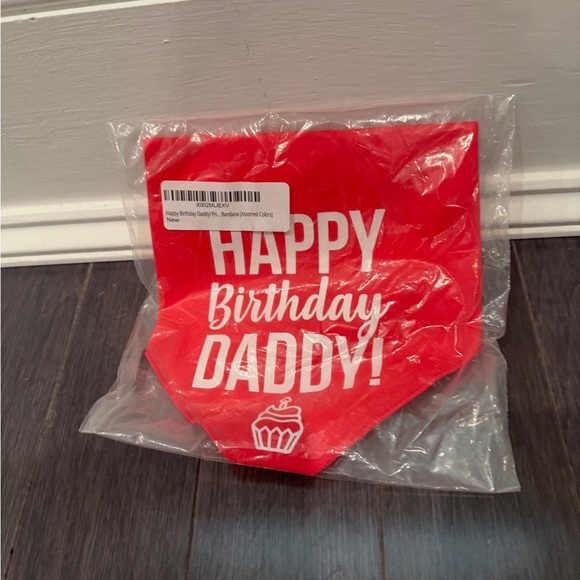 🎊HP🎉 NWT Pink & White Dog Pet Happy Birthday Daddy Bandana - Picture 1 of 2
